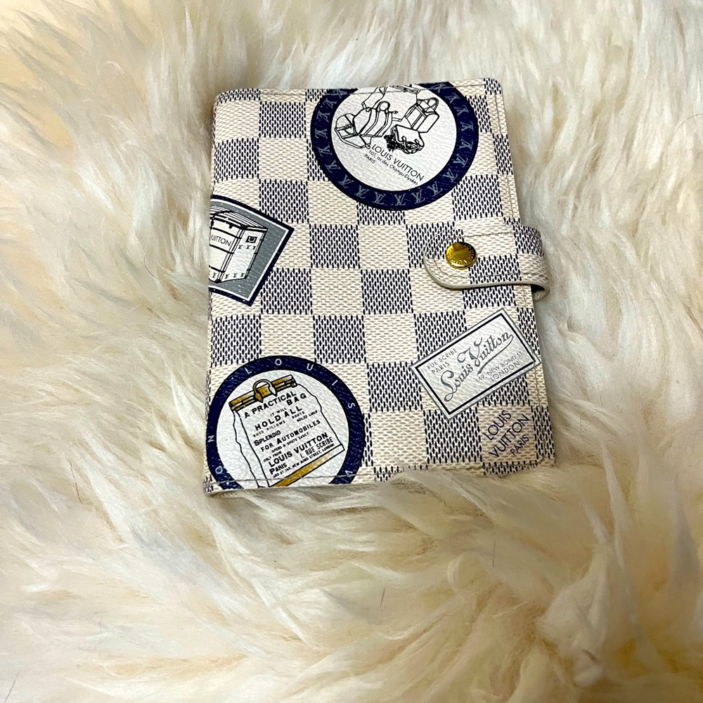 Authentic Louis Vuitton Damier Azur Patch Small Ring Agenda Cover